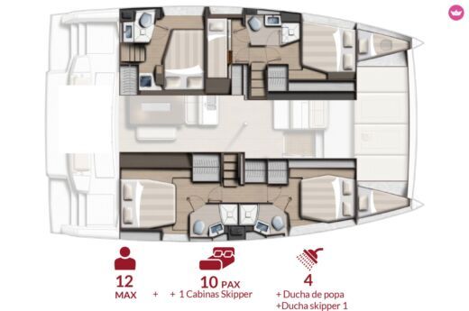 Catamaran CATANA BALI 4.6- 5 CABINS Plan du bateau