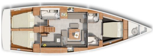 Sailboat Hanse 455 Boot Grundriss