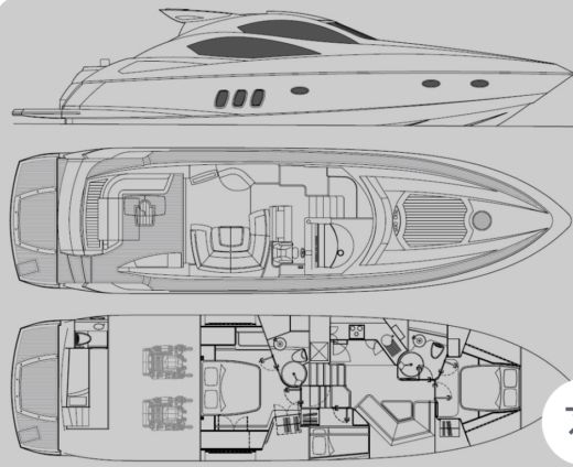 Motor Yacht Sunseeker Predator 62 Planimetria della barca