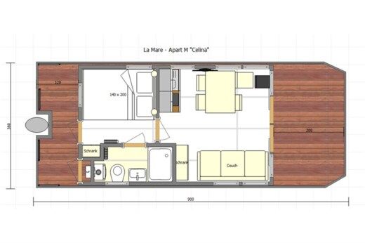Houseboat LA MARE M Plattegrond van de boot
