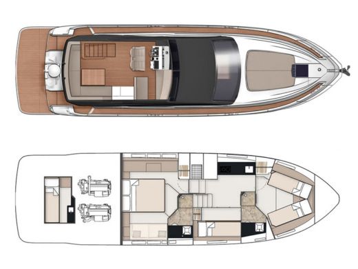 Motorboat Fairline Squadron 50 Planimetria della barca