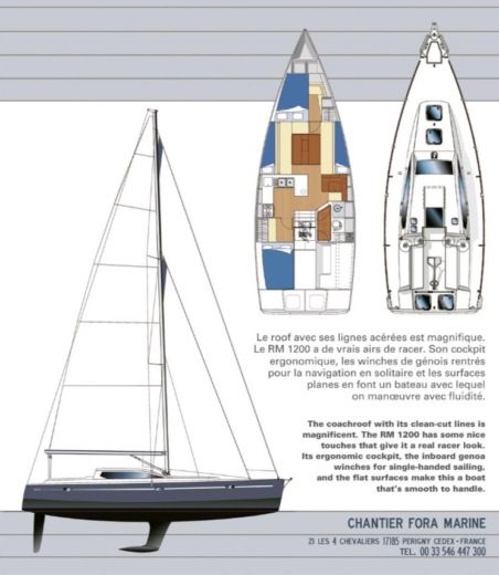 Sailboat Fora Marine RM 1200 Plano del barco