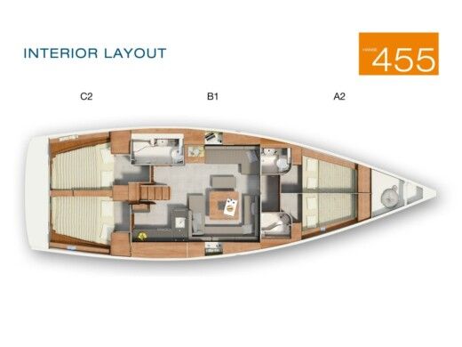 Sailboat Hanse Hanse 455 Plattegrond van de boot