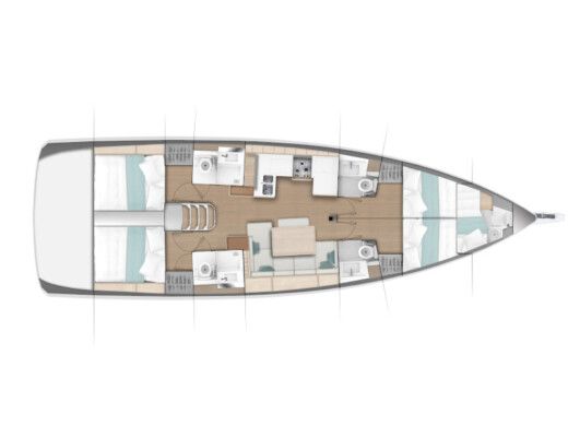 Sailboat Jeanneau Sun Odyssey 490 Plattegrond van de boot