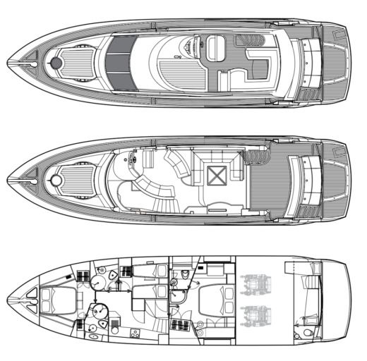 Motorboat Sunseeker 60 Manhattan Plano del barco