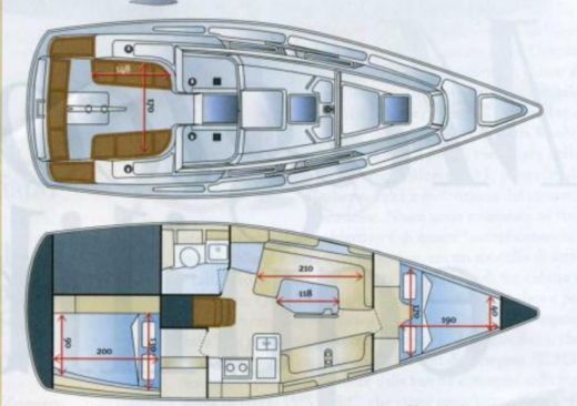 Sailboat Hanse 320 Boat layout