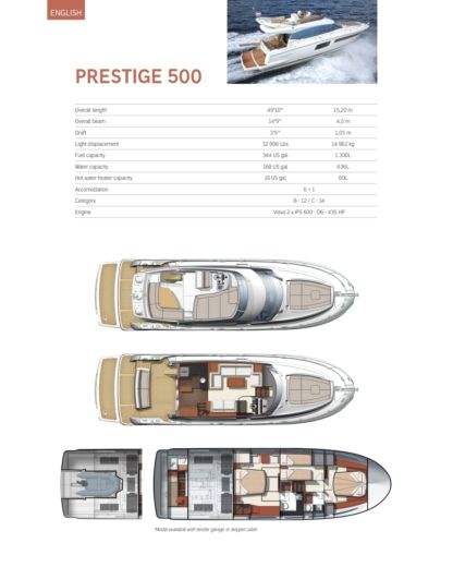 Motor Yacht Prestige 500 Boat design plan