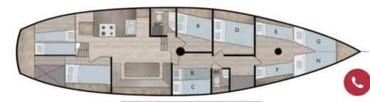 Sailboat Westergard Boat Schooner Plattegrond van de boot