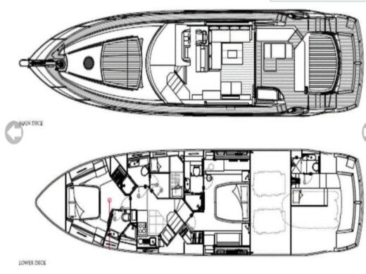 Motor Yacht SUNSEEKER Predator 64 Plattegrond van de boot
