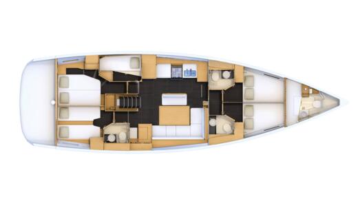 Sailboat  Jeanneau 54 Plattegrond van de boot