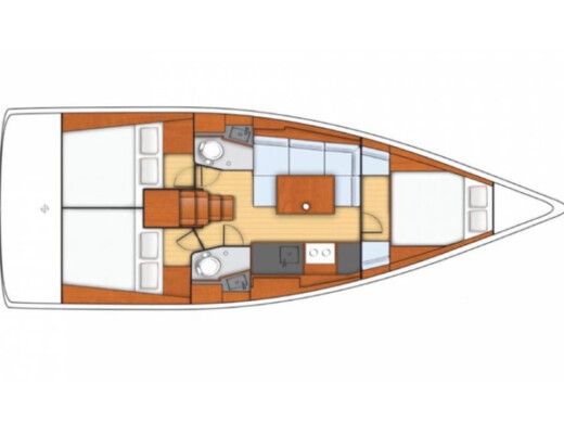 Sailboat  Oceanis 38.1 Plattegrond van de boot