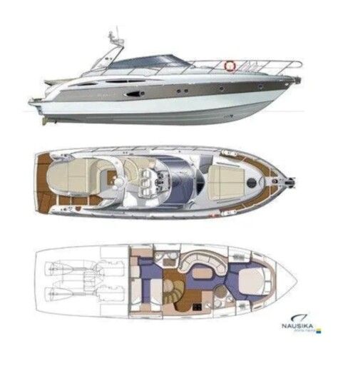 Motorboat Cranchi 47 Méditerranée Plattegrond van de boot