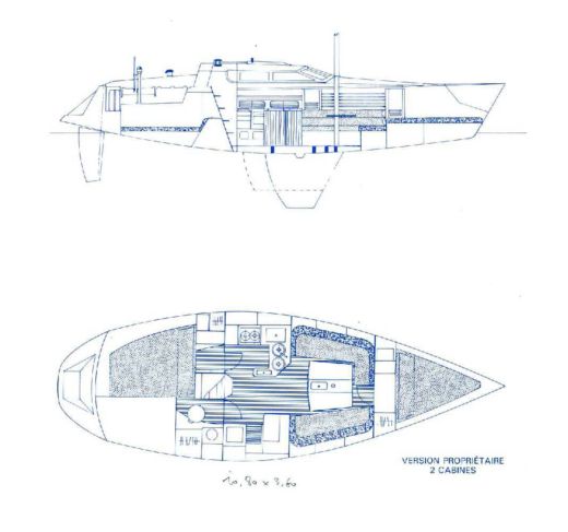 Sailboat KIRIE - FEELING Feeling 1090 Boat layout