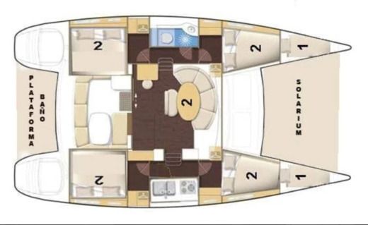 Catamaran WOOD DESIGN FLICA 37 Boat layout