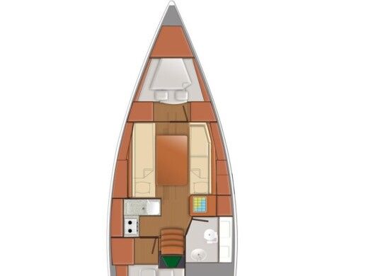 Sailboat JEANNEAU SUN ODYSSEY 319 Plattegrond van de boot
