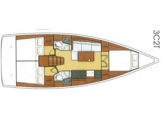 Sailboat BENETEAU OCEANIS 38.1 Plano del barco