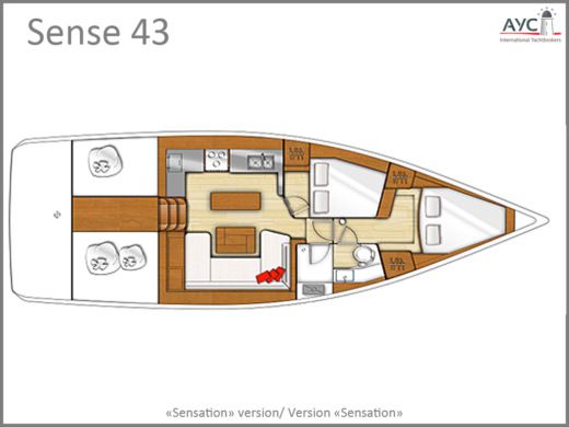 Sailboat BENETEAU SENSE43 Boot Grundriss