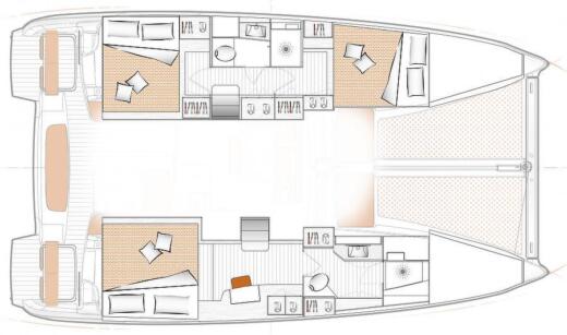 Catamaran Excess Excess 11 Plattegrond van de boot