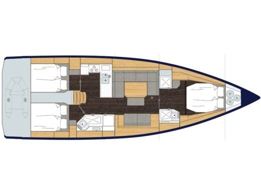 Sailboat  Bavaria C45 Plattegrond van de boot