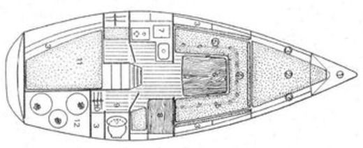 Sailboat Jeanneau Attalia Planimetria della barca