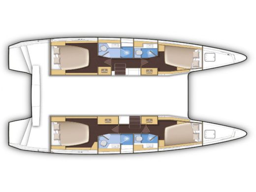 Catamaran Lagoon 42 AC & GEN Plattegrond van de boot
