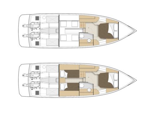 Motorboat Pardo Yachts 38 Plattegrond van de boot