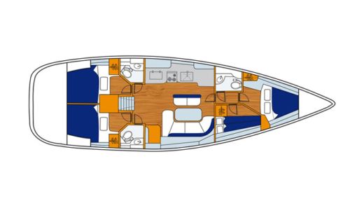Sailboat Beneteau Oceanis Clipper 473 Plattegrond van de boot