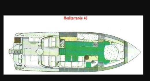 Motorboat Cranchi Mediterranee 41 Plattegrond van de boot