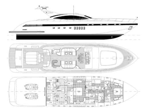 Motor Yacht Mangusta 92 Boat design plan