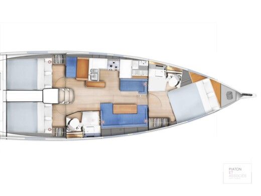 Sailboat Jeanneau Sun Odyssey 410 Boot Grundriss