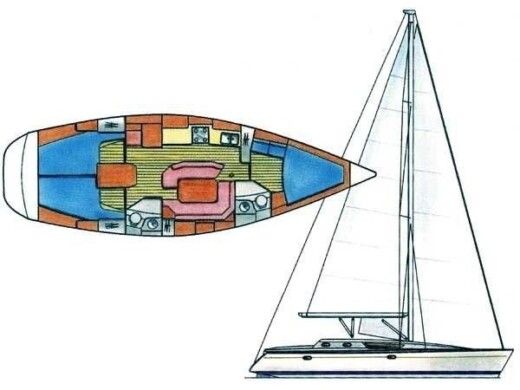 Sailboat Jeanneau Sun Odyssey 42.2 Planimetria della barca