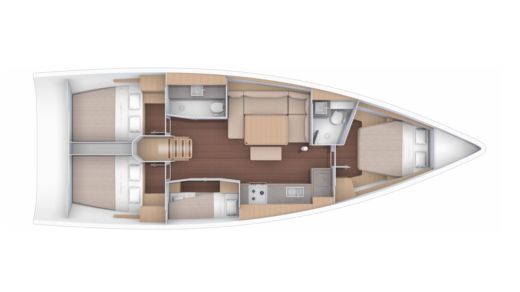 Sailboat Dufour Dufour 430 Grand Large Plattegrond van de boot
