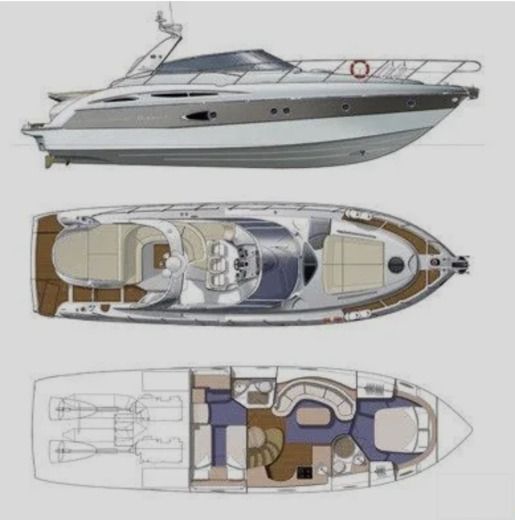 Motorboat Cranchi Mediterranéé 47 hospedage y passeo 2,3,4 y 8h boat plan